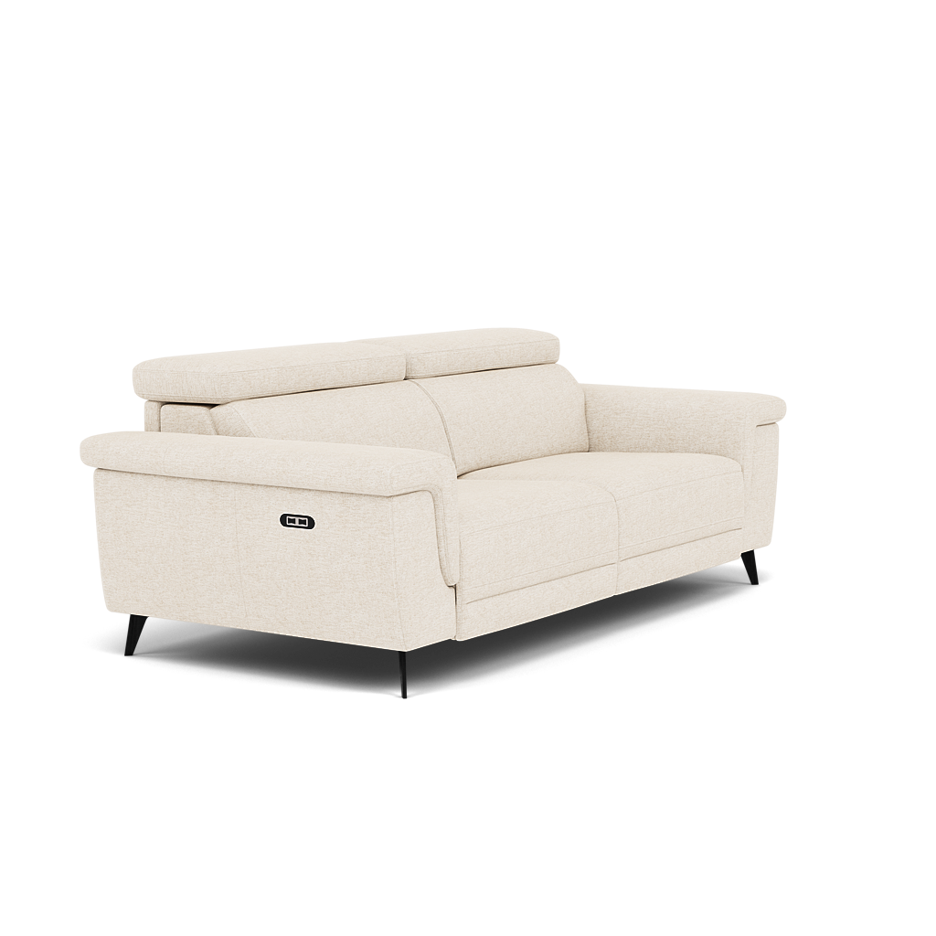 Sparta 3 Seater Recliner Sofa - 3 Str W/ 2 Power Recliner W/ 2 Ratchet Headrest Fabric - Power with Manual Headrest — KB-1285-UK Darwin Ivory, gallery image 1