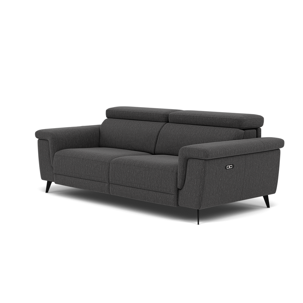 Sparta 3 Seater Recliner Sofa - 3 Str W/ 2 Power Recliner W/ 2 Ratchet Headrest Fabric - Power with Manual Headrest — KB-1295-UK Amigo Coal, gallery image 3