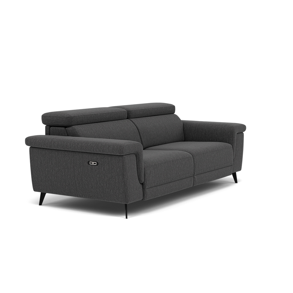 Sparta 3 Seater Recliner Sofa - 3 Str W/ 2 Power Recliner W/ 2 Ratchet Headrest Fabric - Power with Manual Headrest — KB-1295-UK Amigo Coal, gallery image 1