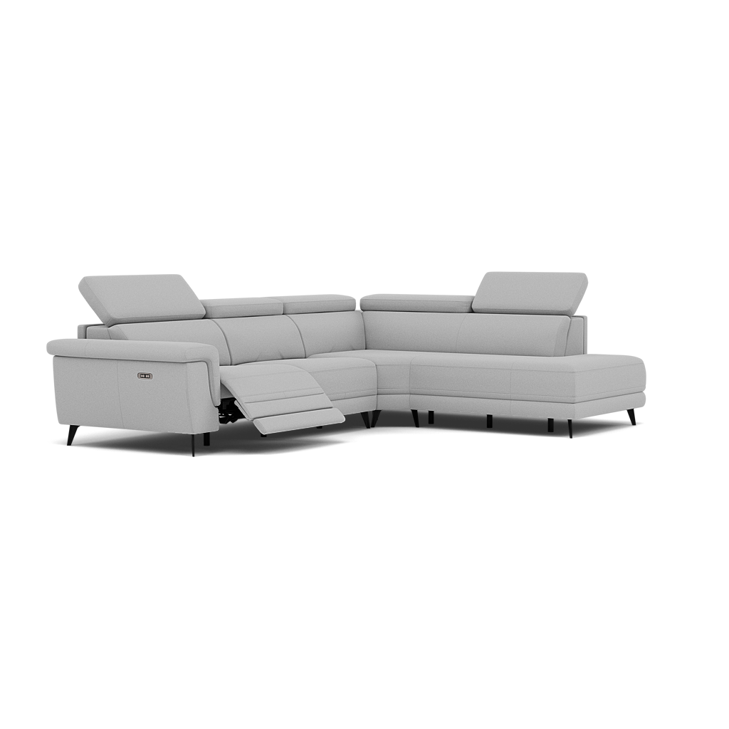 Sparta Corner Recliner Sofa - Combination 1 - Left Hand Facing Sofa Corner Group (One Motor) Fabric - Left Hand Facing - Power with Manual Headrest — CU9102-5-UK Oxford Silver, gallery image 1