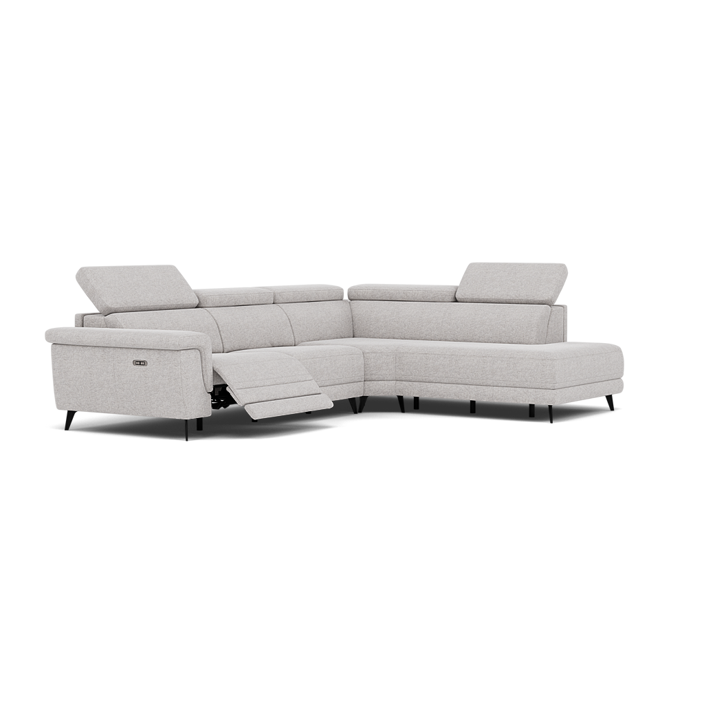 Sparta Corner Recliner Sofa - Combination 1 - Left Hand Facing Sofa Corner Group (One Motor) Fabric - Left Hand Facing - Power with Manual Headrest — KB-1280-UK Darwin Silver, gallery image 1
