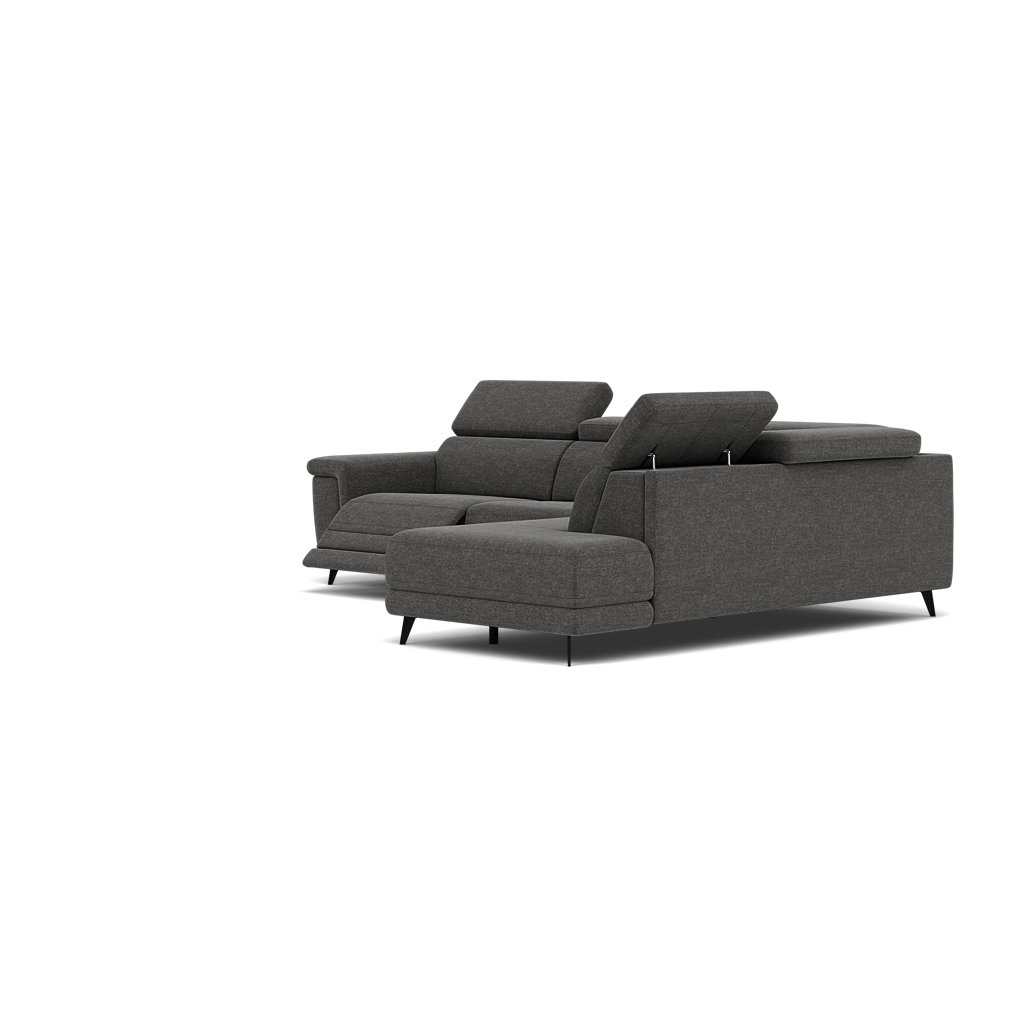 Sparta Corner Recliner Sofa - Combination 1 - Left Hand Facing Sofa Corner Group (One Motor) Fabric - Left Hand Facing - Power with Manual Headrest — KB-1281-UK Darwin Charcoal, gallery image 3