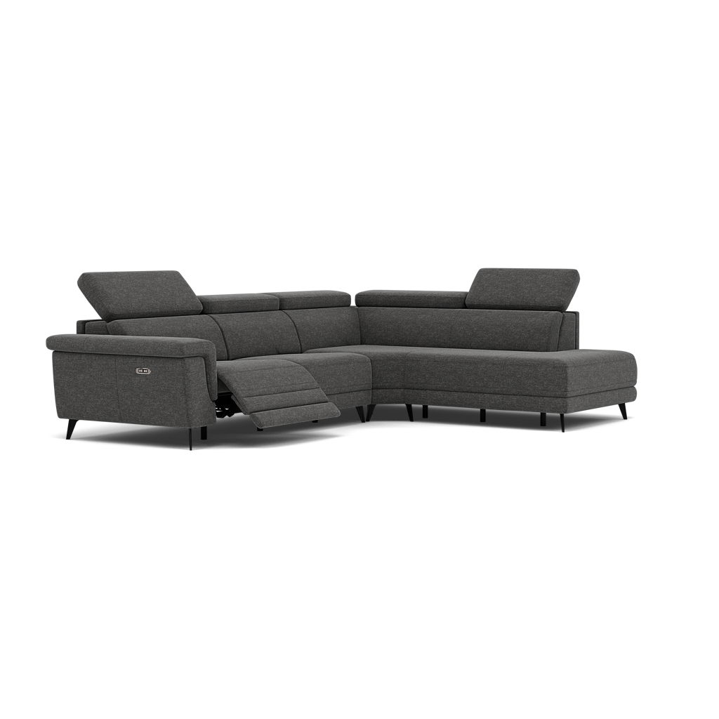 Sparta Corner Recliner Sofa - Combination 1 - Left Hand Facing Sofa Corner Group (One Motor) Fabric - Left Hand Facing - Power with Manual Headrest — KB-1281-UK Darwin Charcoal, gallery image 1