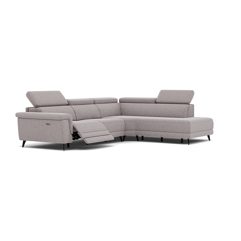 Sparta Corner Recliner Sofa - Combination 1 - Left Hand Facing Sofa Corner Group (One Motor) Fabric - Left Hand Facing - Power with Manual Headrest — KB-1291-UK Amigo Granite, gallery image 1