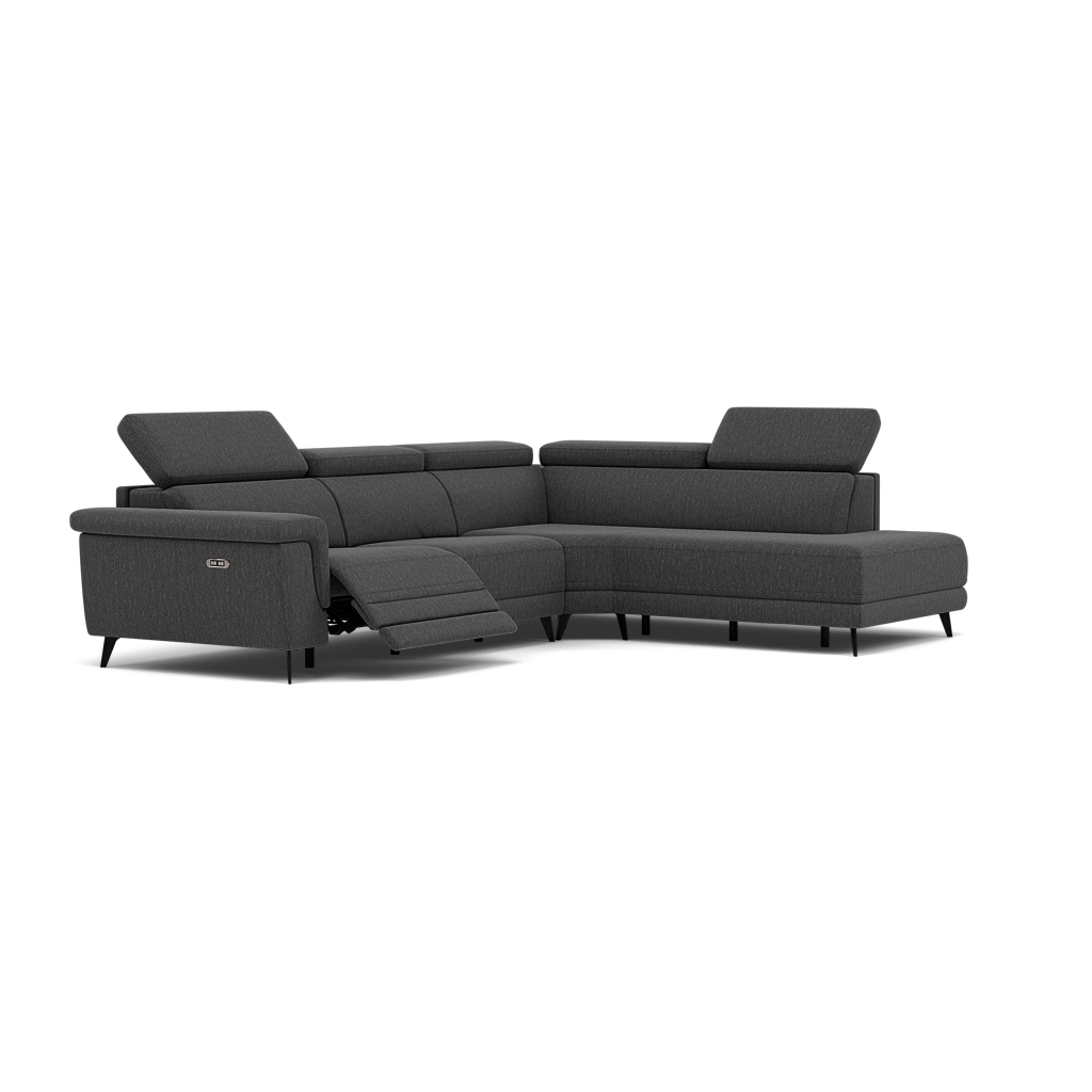Sparta Corner Recliner Sofa - Combination 1 - Left Hand Facing Sofa Corner Group (One Motor) Fabric - Left Hand Facing - Power with Manual Headrest — KB-1295-UK Amigo Coal, gallery image 1