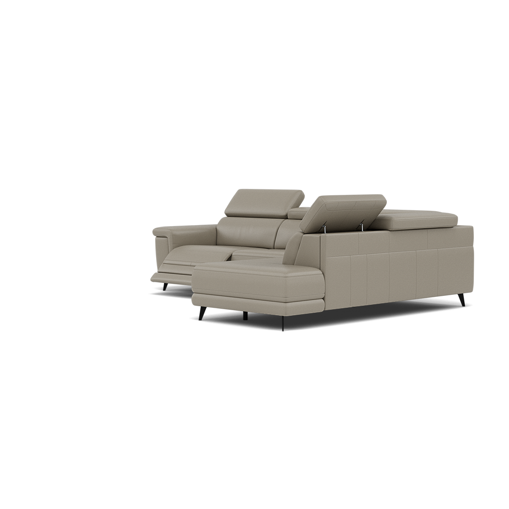 Sparta Corner Recliner Sofa - Combination 3 - Left Hand Facing Sofa Corner Group (Two Motors) Cat M/S - Left Hand Facing - Power with Power Headrest & USB — M5653 Melbourne Light Grey, gallery image 3