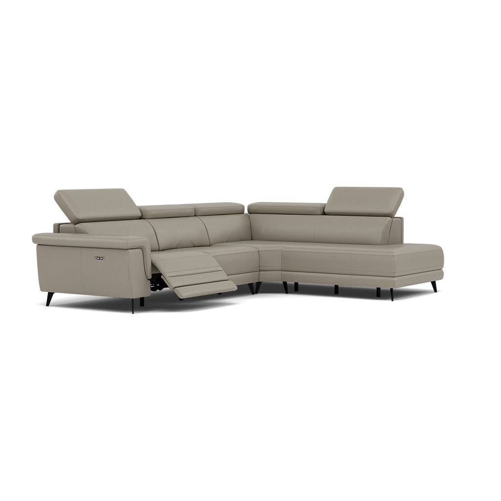 Sparta Corner Recliner Sofa - Combination 3 - Left Hand Facing Sofa Corner Group (Two Motors) Cat M/S - Left Hand Facing - Power with Power Headrest & USB — M5653 Melbourne Light Grey, gallery image 1
