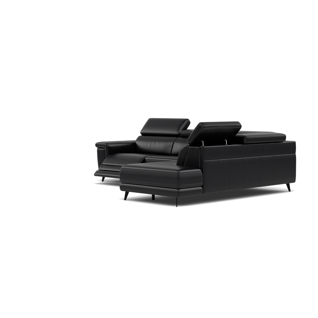 Sparta Corner Recliner Sofa - Combination 3 - Left Hand Facing Sofa Corner Group (Two Motors) Cat M/S - Left Hand Facing - Power with Power Headrest & USB — M5657 Melbourne Black, gallery image 3