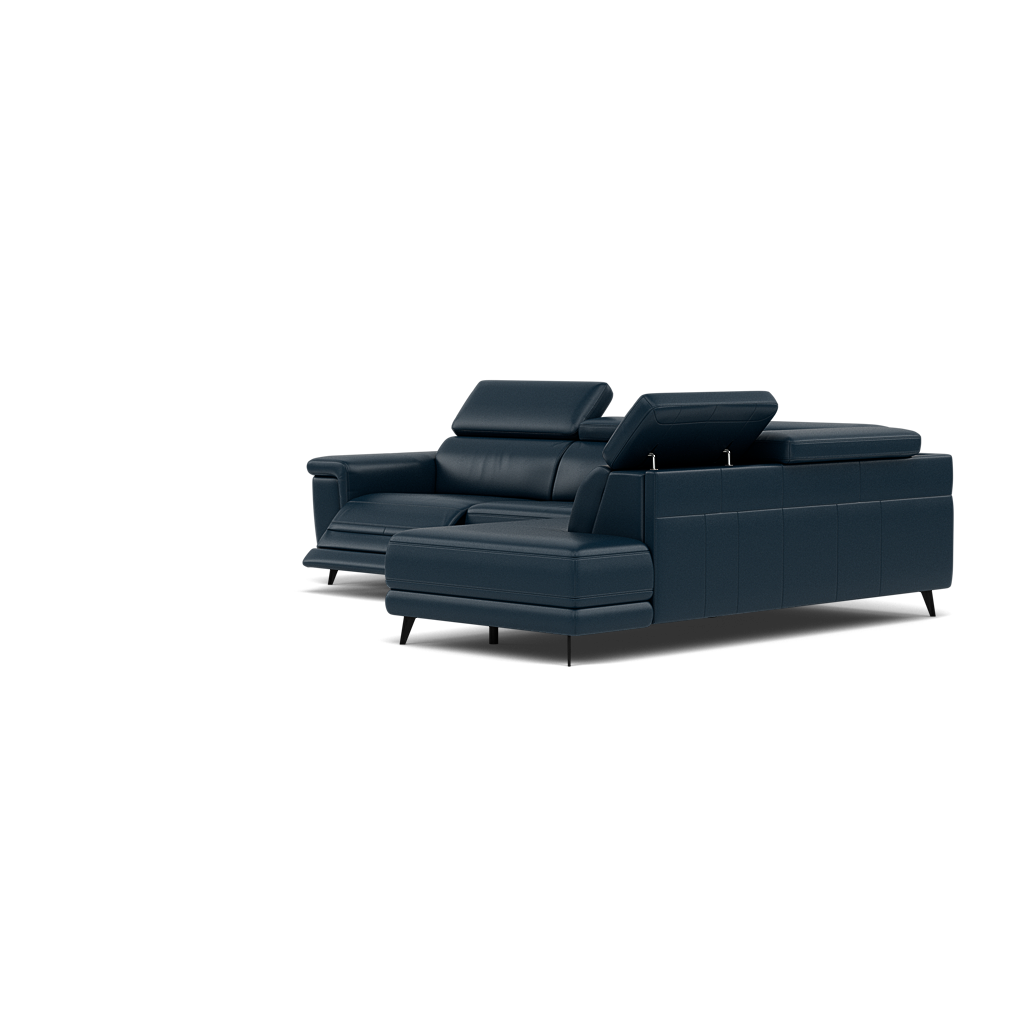 Sparta Corner Recliner Sofa - Combination 3 - Left Hand Facing Sofa Corner Group (Two Motors) Cat M/S - Left Hand Facing - Power with Power Headrest & USB — M5661 Melbourne Navy Blue, gallery image 3