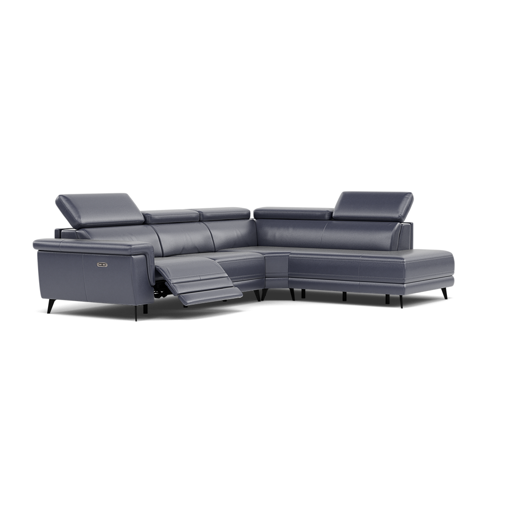 Sparta Corner Recliner Sofa - Combination 4 - Right Hand Facing Sofa Corner Group (Two Motors) Cat NL/O/S - Right Hand Facing - Power with Power Headrest & USB — NL5100 New York Dark Blue, gallery image 1
