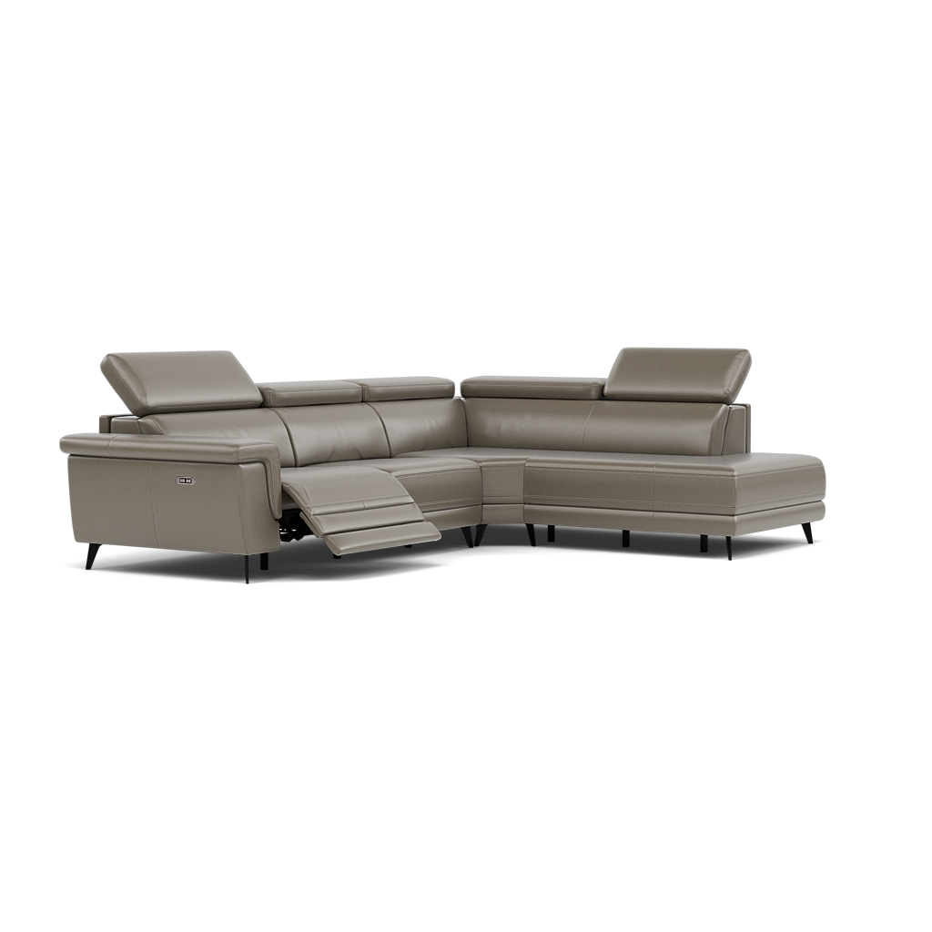 Sparta Corner Recliner Sofa - Combination 4 - Right Hand Facing Sofa Corner Group (Two Motors) Cat NL/O/S - Right Hand Facing - Power with Power Headrest & USB — NL5102 New York Cement, gallery image 1