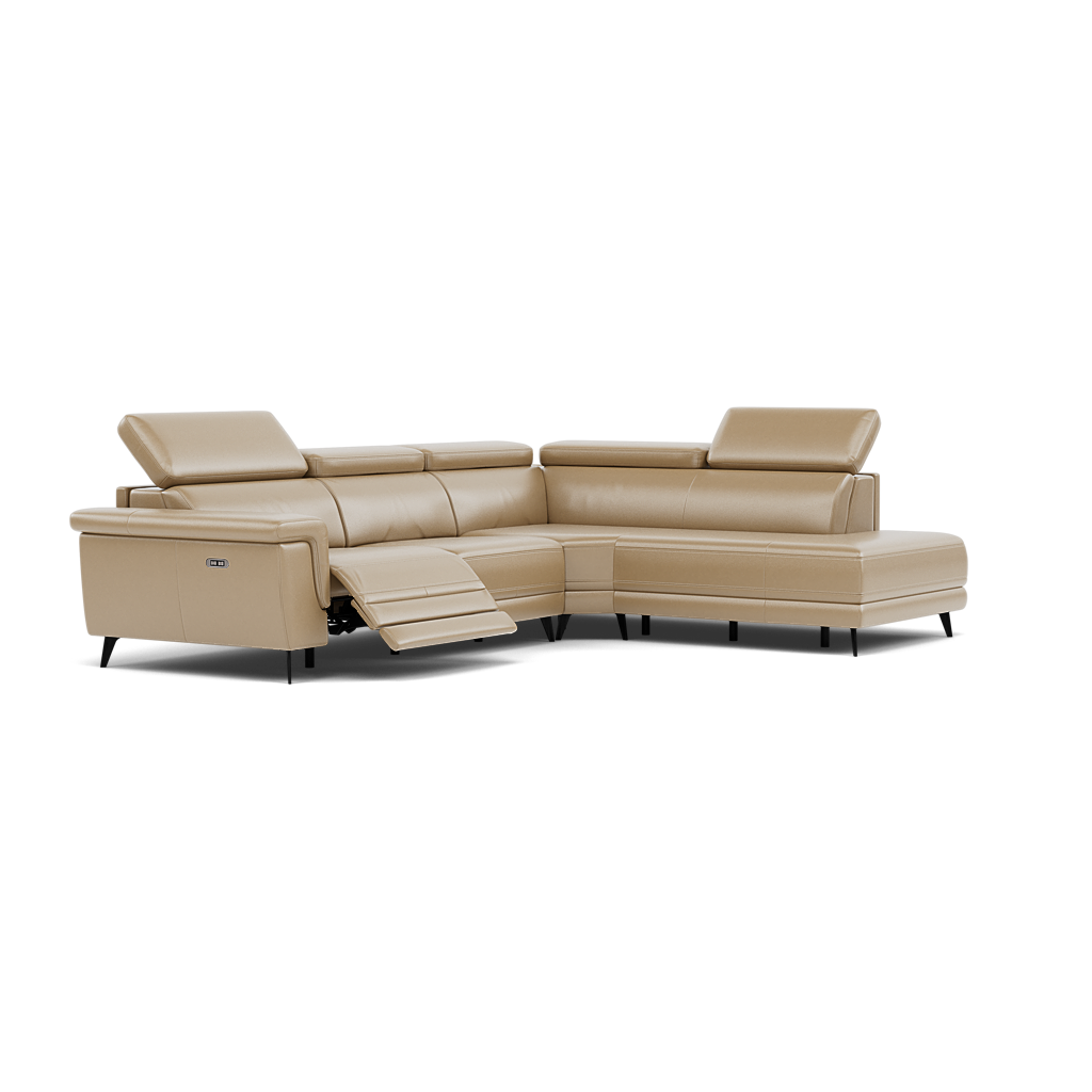 Sparta Corner Recliner Sofa - Combination 4 - Right Hand Facing Sofa Corner Group (Two Motors) Cat NL/O/S - Right Hand Facing - Power with Power Headrest & USB — NL5103 New York Sand, gallery image 1