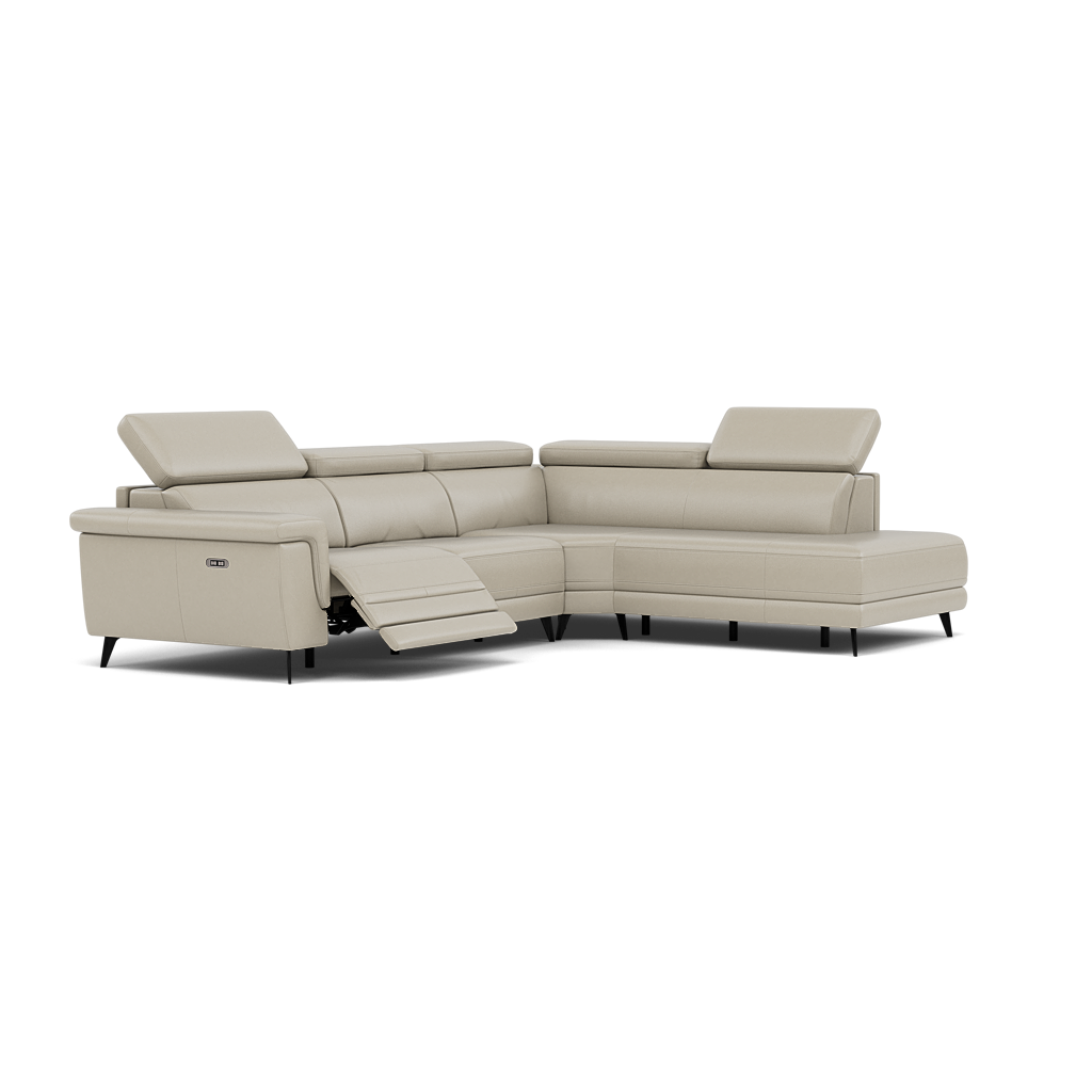 Sparta Corner Recliner Sofa - Combination 4 - Right Hand Facing Sofa Corner Group (Two Motors) Cat NL/O/S - Right Hand Facing - Power with Power Headrest & USB — NL5115 New York Light Grey, gallery image 1