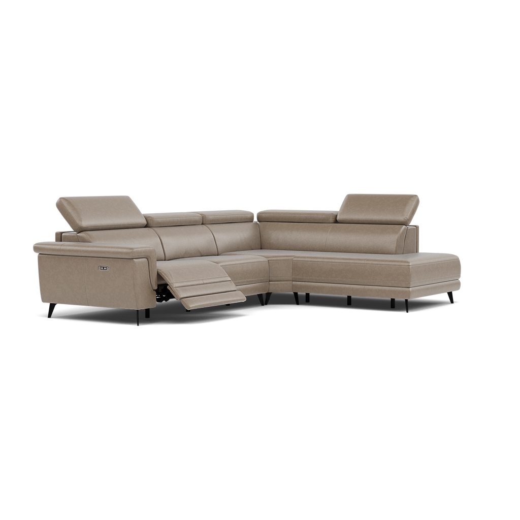 Sparta Corner Recliner Sofa - Combination 4 - Right Hand Facing Sofa Corner Group (Two Motors) Cat NL/O/S - Right Hand Facing - Power with Power Headrest & USB — O7023 Oslo Elephant Grey, gallery image 1
