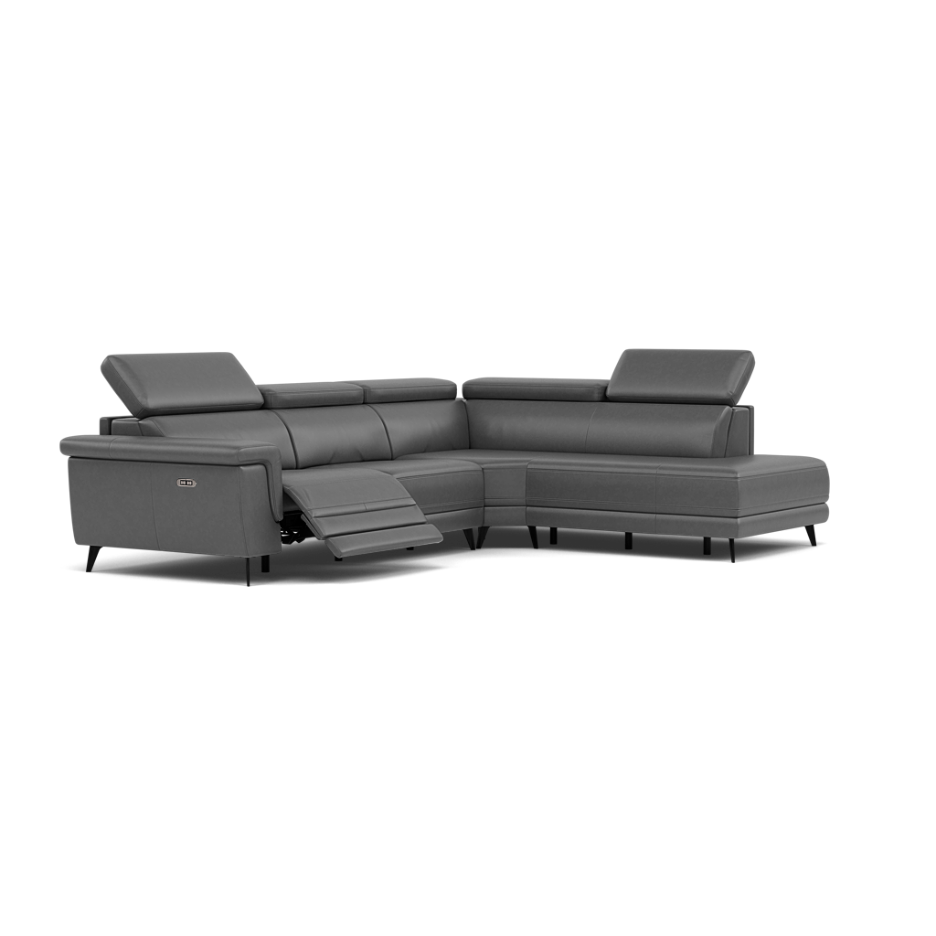 Sparta Corner Recliner Sofa - Combination 4 - Right Hand Facing Sofa Corner Group (Two Motors) Cat NL/O/S - Right Hand Facing - Power with Power Headrest & USB — O7300 Orlando Dark Grey, gallery image 1