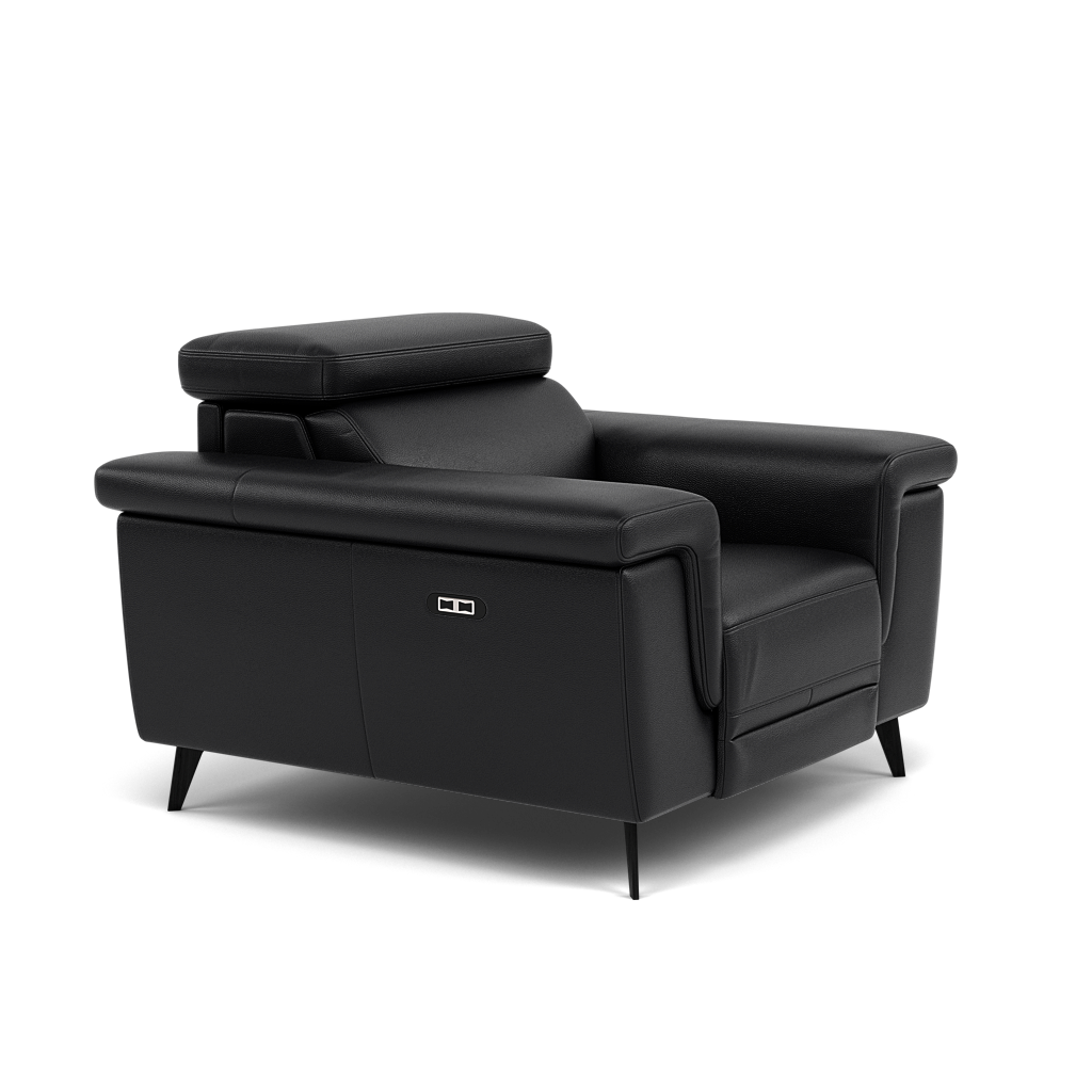 Sparta Recliner Armchair - Chair W/ Power Recliner W/ Power Headrest Cat M/S - Power with Power Headrest & USB — M5657 Melbourne Black, gallery image 1