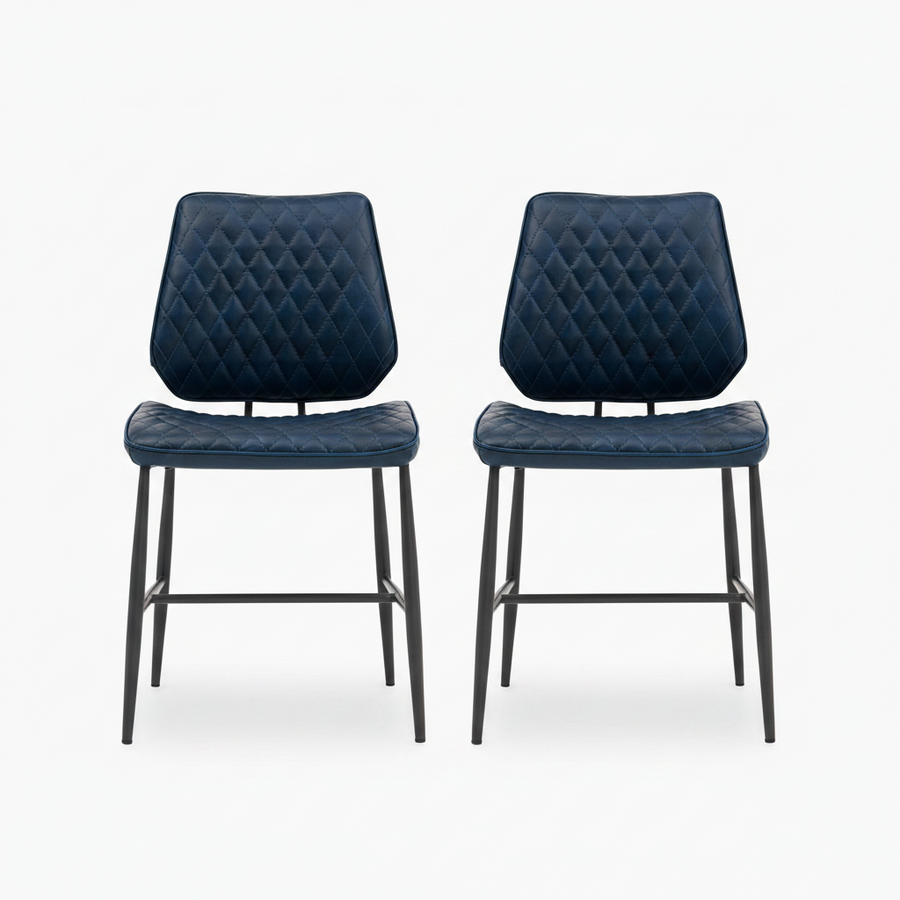 Starley Pair of Dark Blue Dining Chairs - Dining Chair - Pair Dark Blue Sterling Home 1