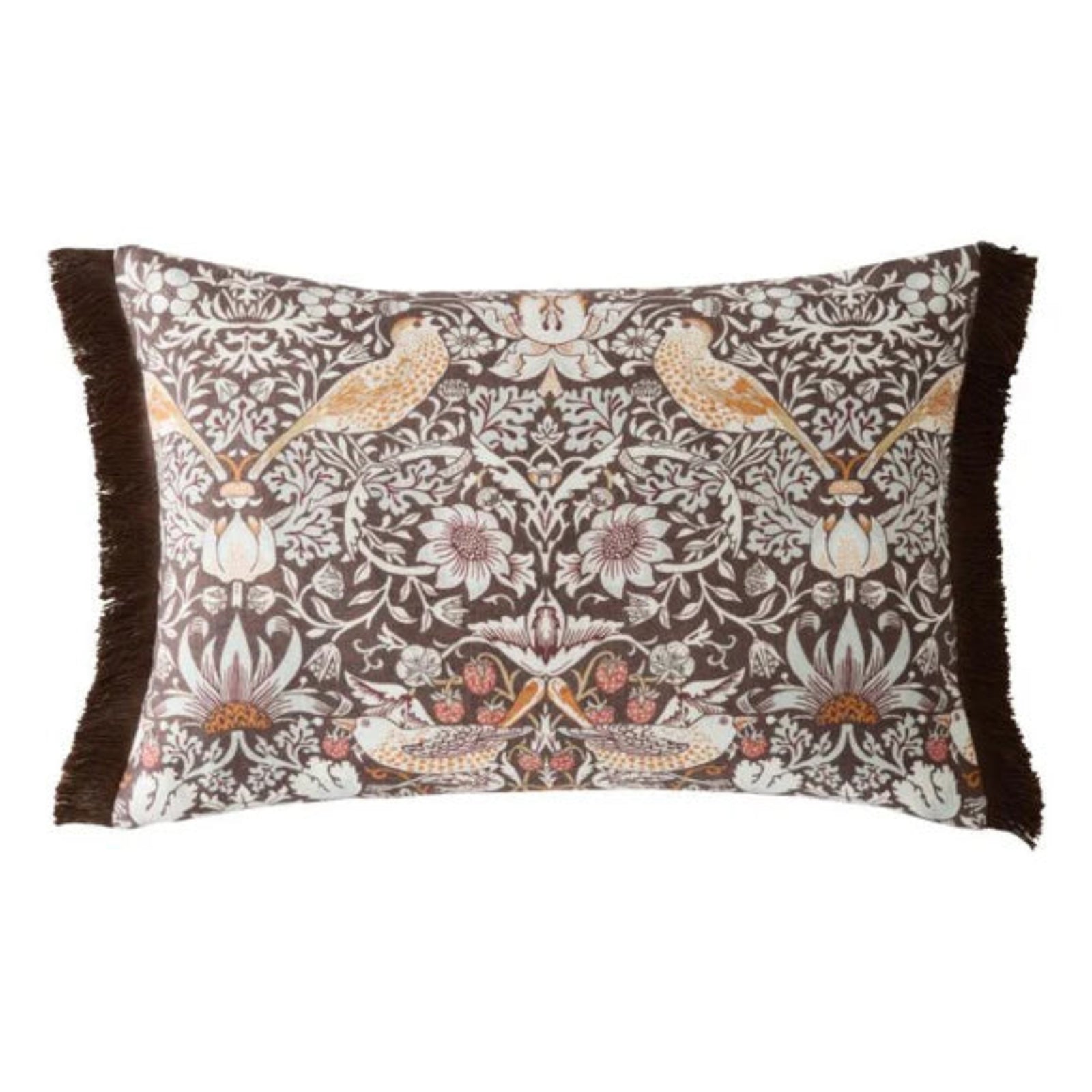 William Morris At Home Strawberry Thief Chocolate Rectangular Cushion - Strawberry Thief Chocolate 40X60CM Cushion Sterling Home 2