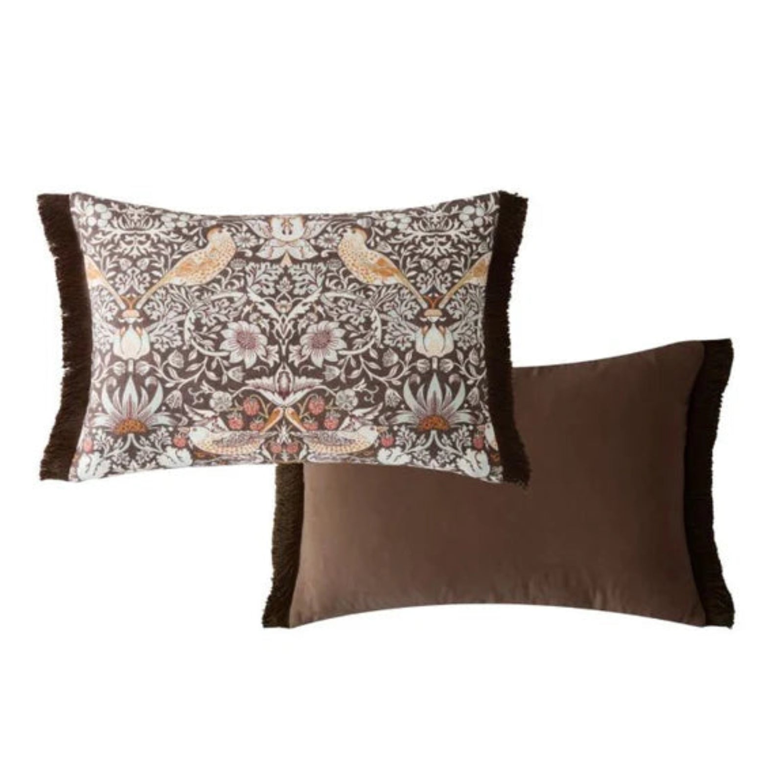 William Morris At Home Strawberry Thief Chocolate Rectangular Cushion - Strawberry Thief Chocolate 40X60CM Cushion Sterling Home 1