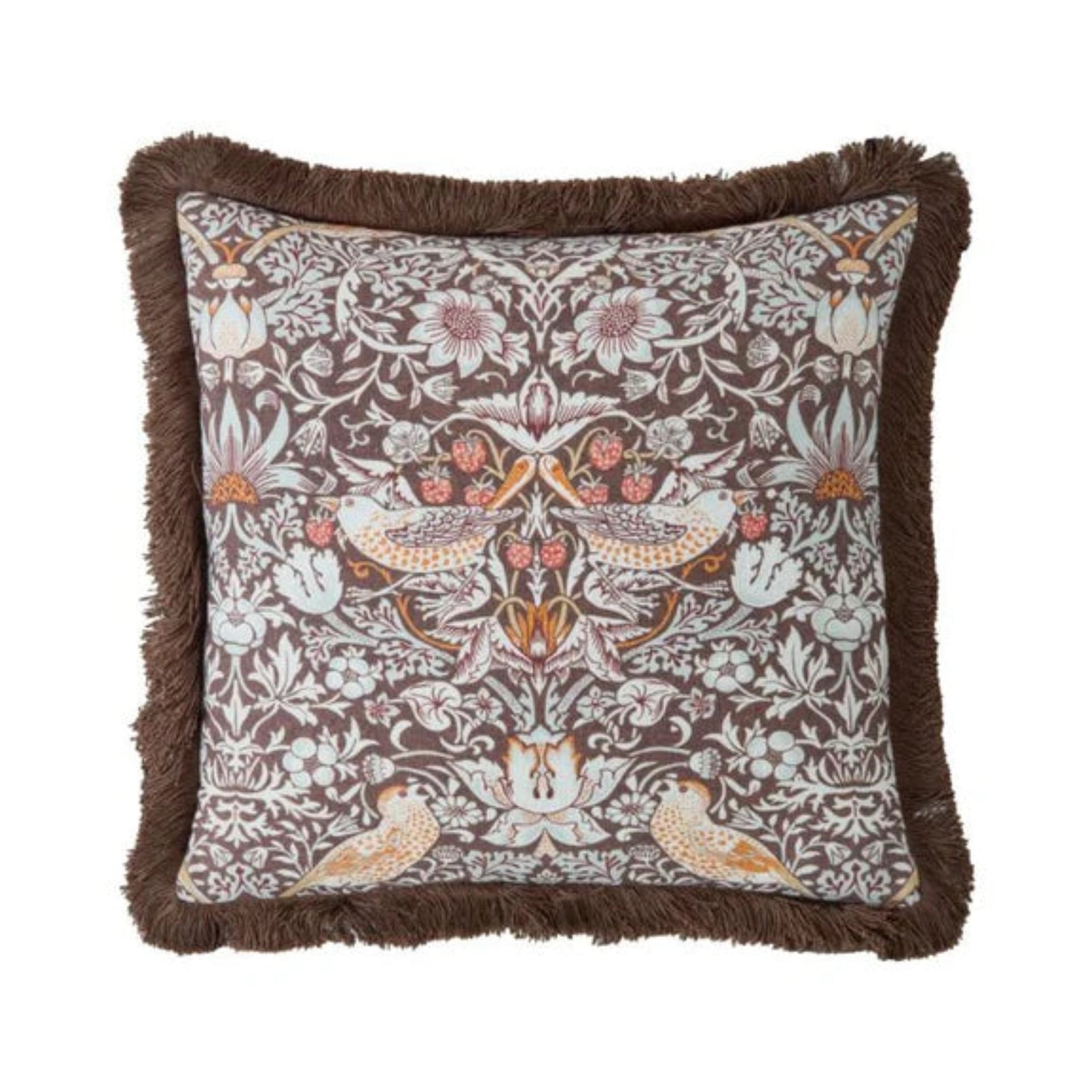 William Morris At Home Strawberry Thief Chocolate Square Cushion - Strawberry Thief Chocolate 50X50CM Cushion Sterling Home 3