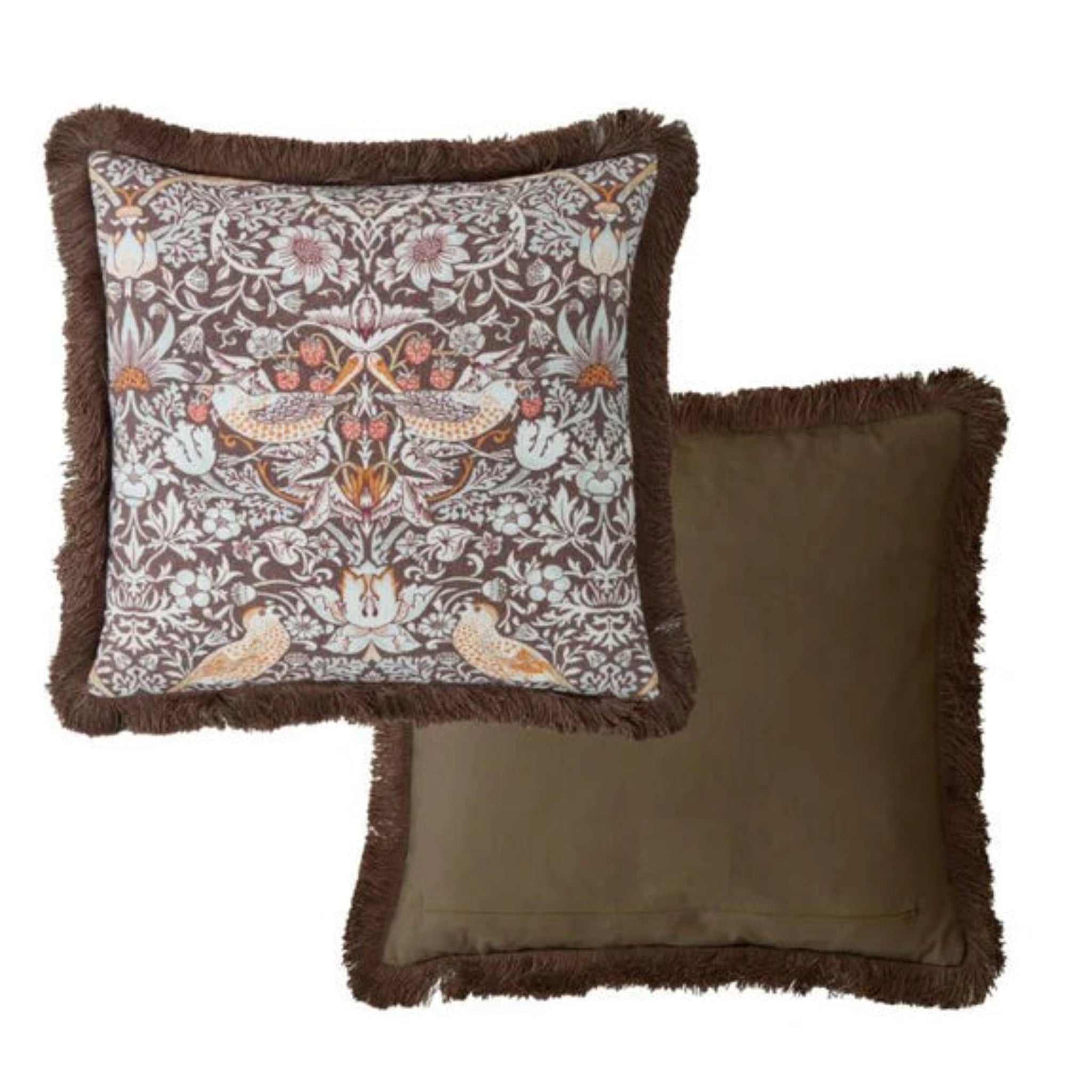 Strawberry Thief Chocolate 50X50Cm Cushion - Strawberry Thief Chocolate 50X50Cm Cushion Sterling Home 1