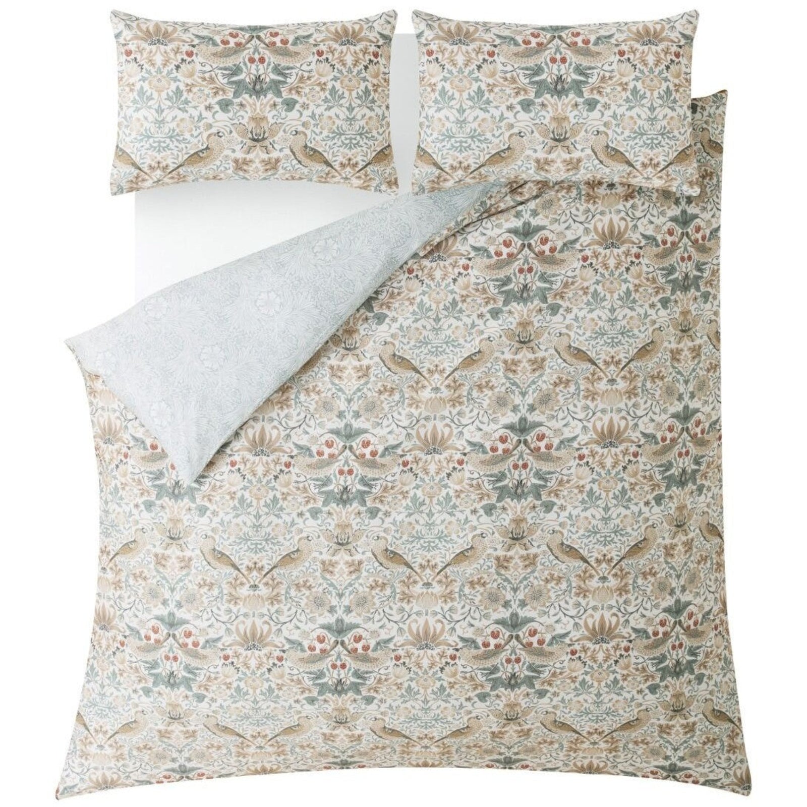 William Morris At Home Strawberry Thief Duvet Cover Set - Strawberry Thief Duvet Set Super King - Super King Sterling Home 2