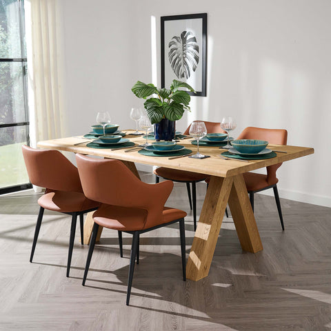 Syver Dining Table - Live Edge Dining Table 200x100cm Brushed Oak / Hesse Dark Oil - 200cm Sterling Home 2