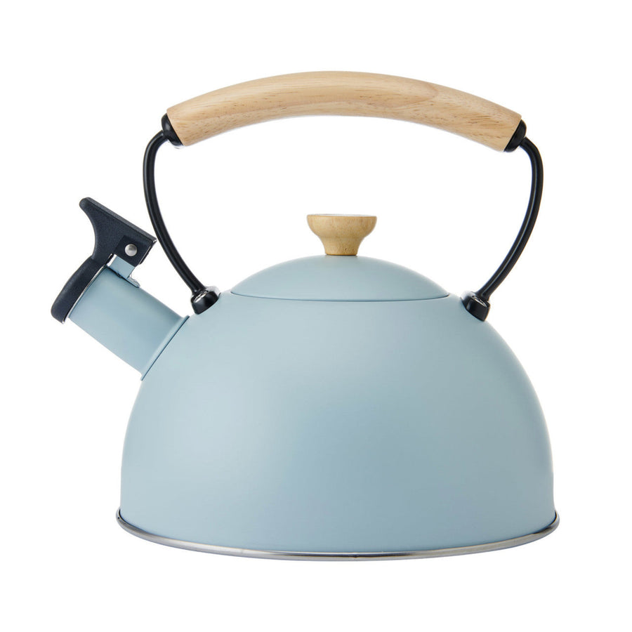 La Cafetiere Blue Whistling Kettle - LC Whistling Kettle Wood Handle Sky Blue 1.6L Sterling Home 1
