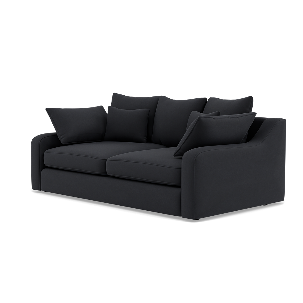 Thalia 2 Seater Pillow Back Sofa - Small Sofa Grade B — Pillow Back / Plush Velvet Charcoal, gallery image 3