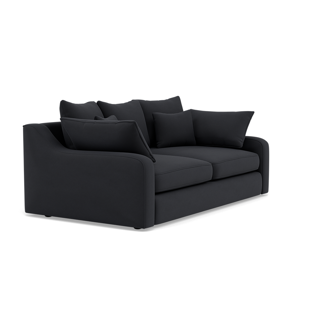 Thalia 2 Seater Pillow Back Sofa - Small Sofa Grade B — Pillow Back / Plush Velvet Charcoal, gallery image 1
