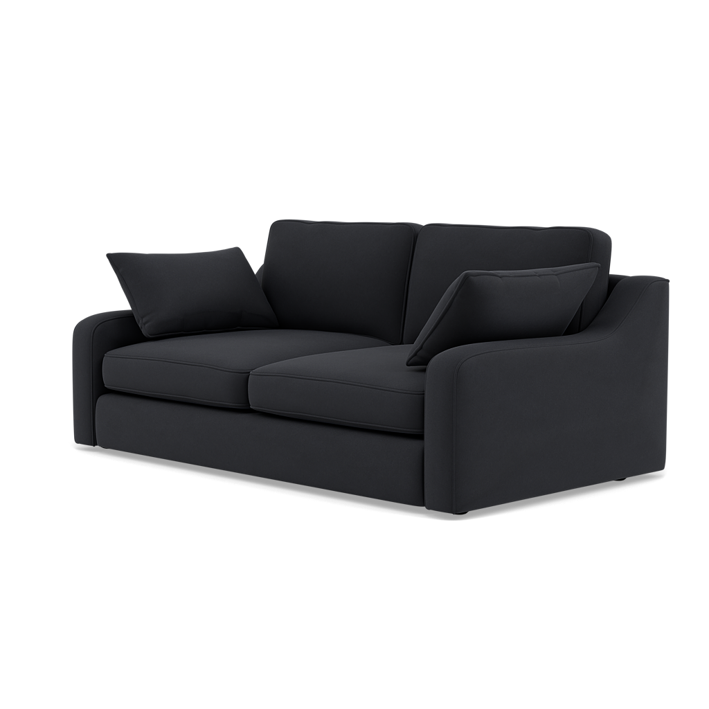 Thalia 2 Seater Pillow Back Sofa - Small Sofa Grade B — Standard Back / Plush Velvet Charcoal, gallery image 3