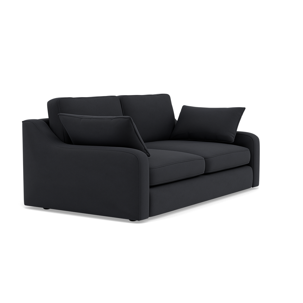 Thalia 2 Seater Pillow Back Sofa - Small Sofa Grade B — Standard Back / Plush Velvet Charcoal, gallery image 1