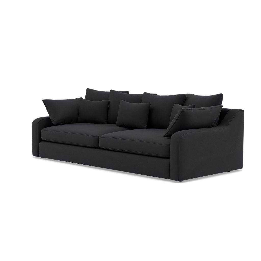 Thalia 3 Seater Pillow Back Sofa - Large Split Sofa Grade B - Split Back Frame — Pillow Back / Plush Velvet Charcoal, gallery image 3