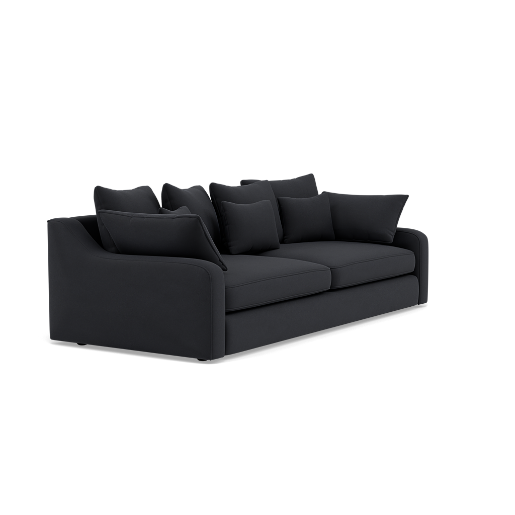 Thalia 3 Seater Pillow Back Sofa - Large Split Sofa Grade B - Split Back Frame — Pillow Back / Plush Velvet Charcoal, gallery image 1