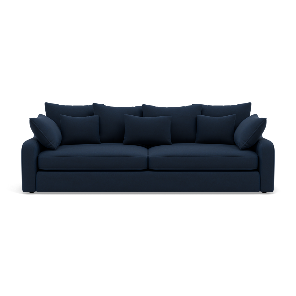 Thalia 3 Seater Pillow Back Sofa - Large Split Sofa Grade B - Split Back Frame 3 Seater Sofas Sterling Home 16 Pillow Back Plush Velvet Indigo