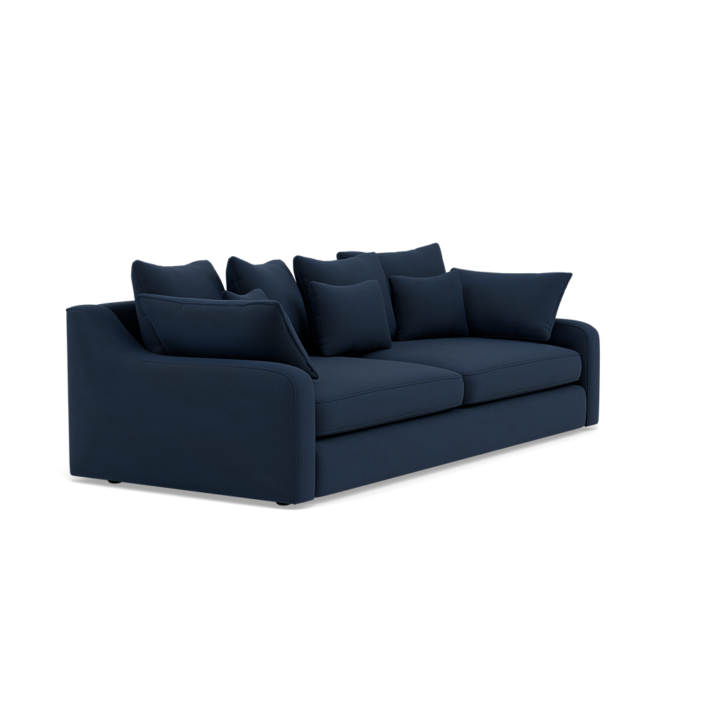 Thalia 3 Seater Pillow Back Sofa - Large Split Sofa Grade B - Split Back Frame — Pillow Back / Plush Velvet Indigo, gallery image 1