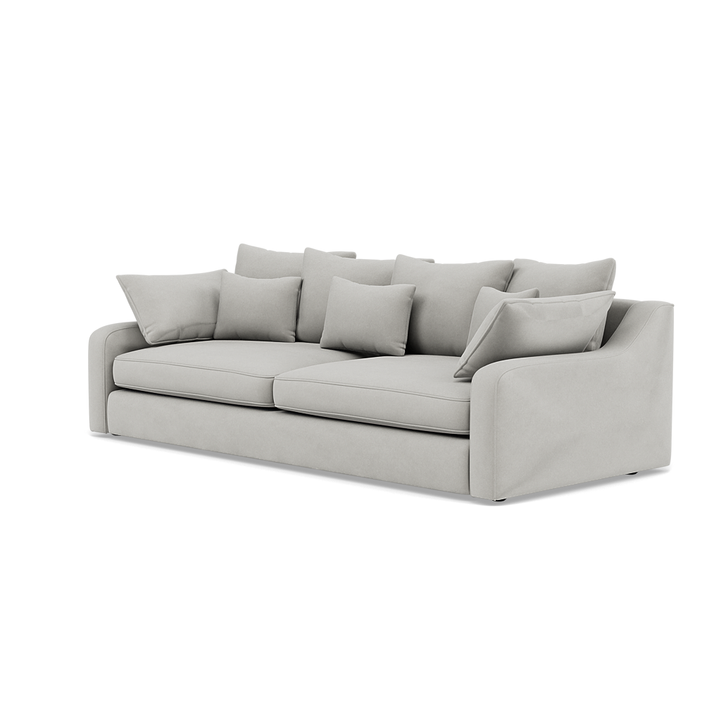 Thalia 3 Seater Pillow Back Sofa - Large Split Sofa Grade B - Split Back Frame — Pillow Back / Plush Velvet Silver, gallery image 3