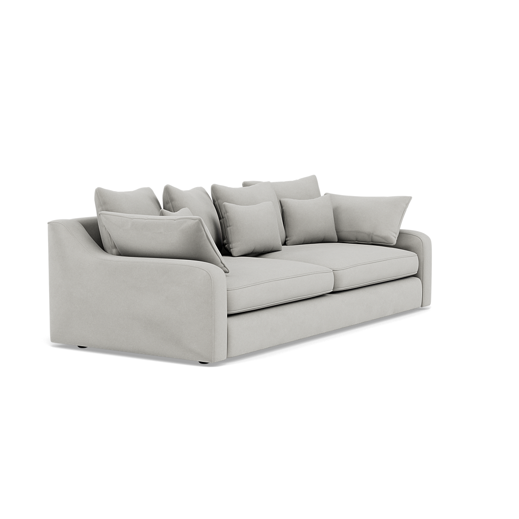 Thalia 3 Seater Pillow Back Sofa - Large Split Sofa Grade B - Split Back Frame — Pillow Back / Plush Velvet Silver, gallery image 1