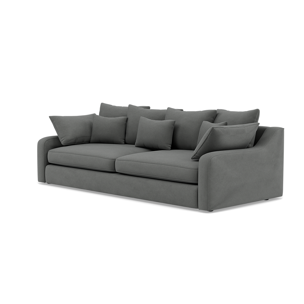 Thalia 3 Seater Pillow Back Sofa - Large Split Sofa Grade B - Split Back Frame — Pillow Back / Plush Velvet Slate, gallery image 3