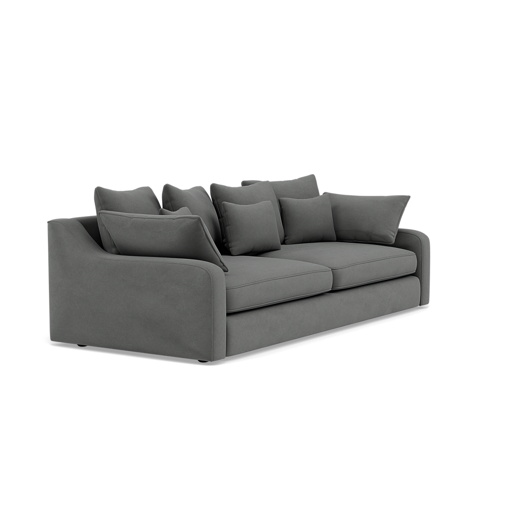Thalia 3 Seater Pillow Back Sofa - Large Split Sofa Grade B - Split Back Frame — Pillow Back / Plush Velvet Slate, gallery image 1