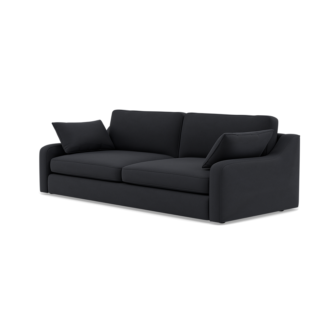 Thalia 3 Seater Pillow Back Sofa - Large Split Sofa Grade B - Split Back Frame — Standard Back / Plush Velvet Charcoal, gallery image 3