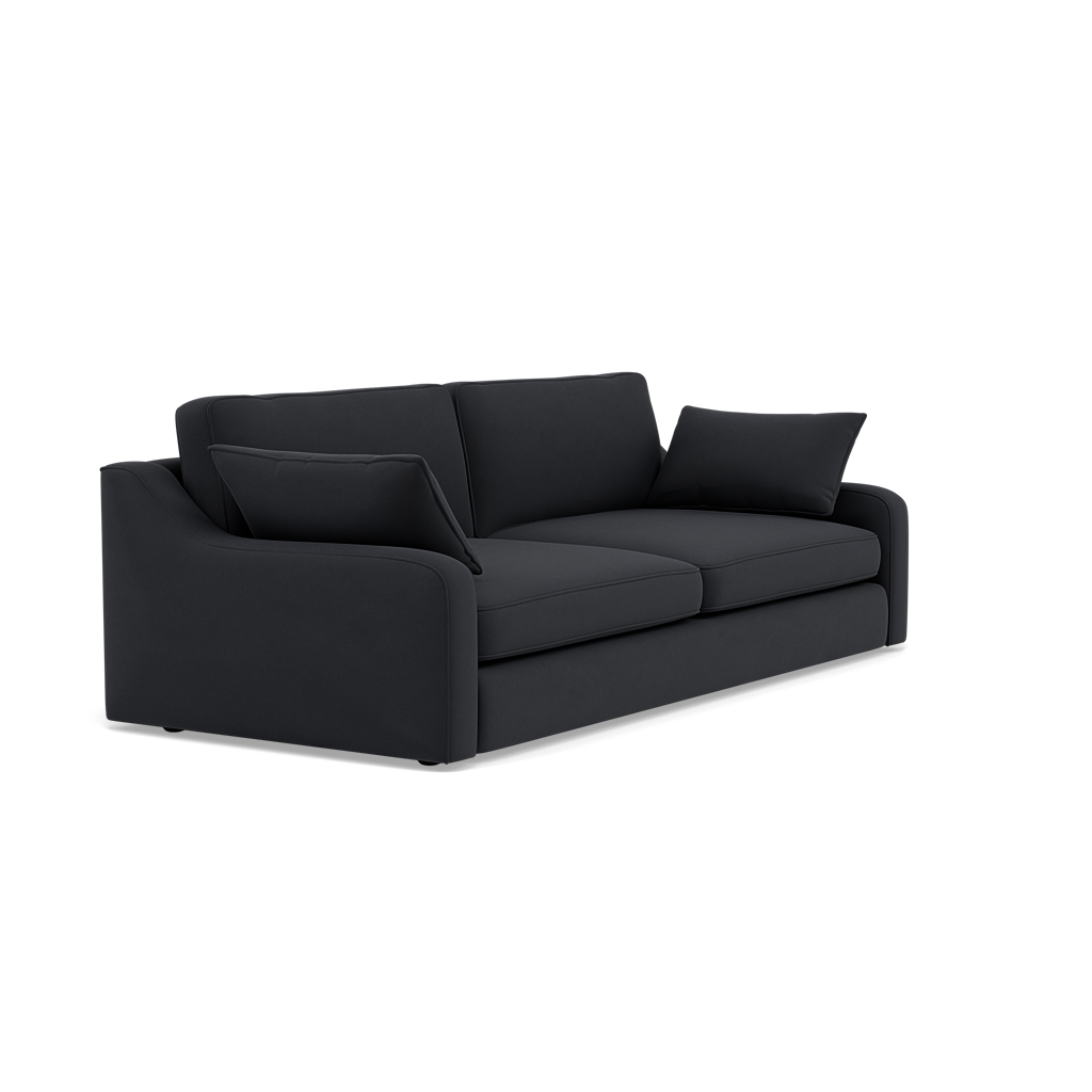 Thalia 3 Seater Pillow Back Sofa - Large Split Sofa Grade B - Split Back Frame — Standard Back / Plush Velvet Charcoal, gallery image 1