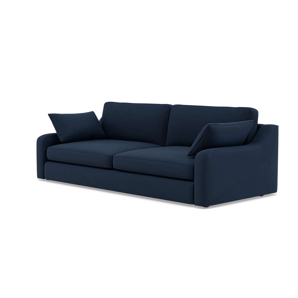 Thalia 3 Seater Pillow Back Sofa - Large Split Sofa Grade B - Split Back Frame — Standard Back / Plush Velvet Indigo, gallery image 3