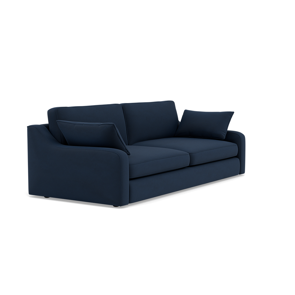 Thalia 3 Seater Pillow Back Sofa - Large Split Sofa Grade B - Split Back Frame — Standard Back / Plush Velvet Indigo, gallery image 1