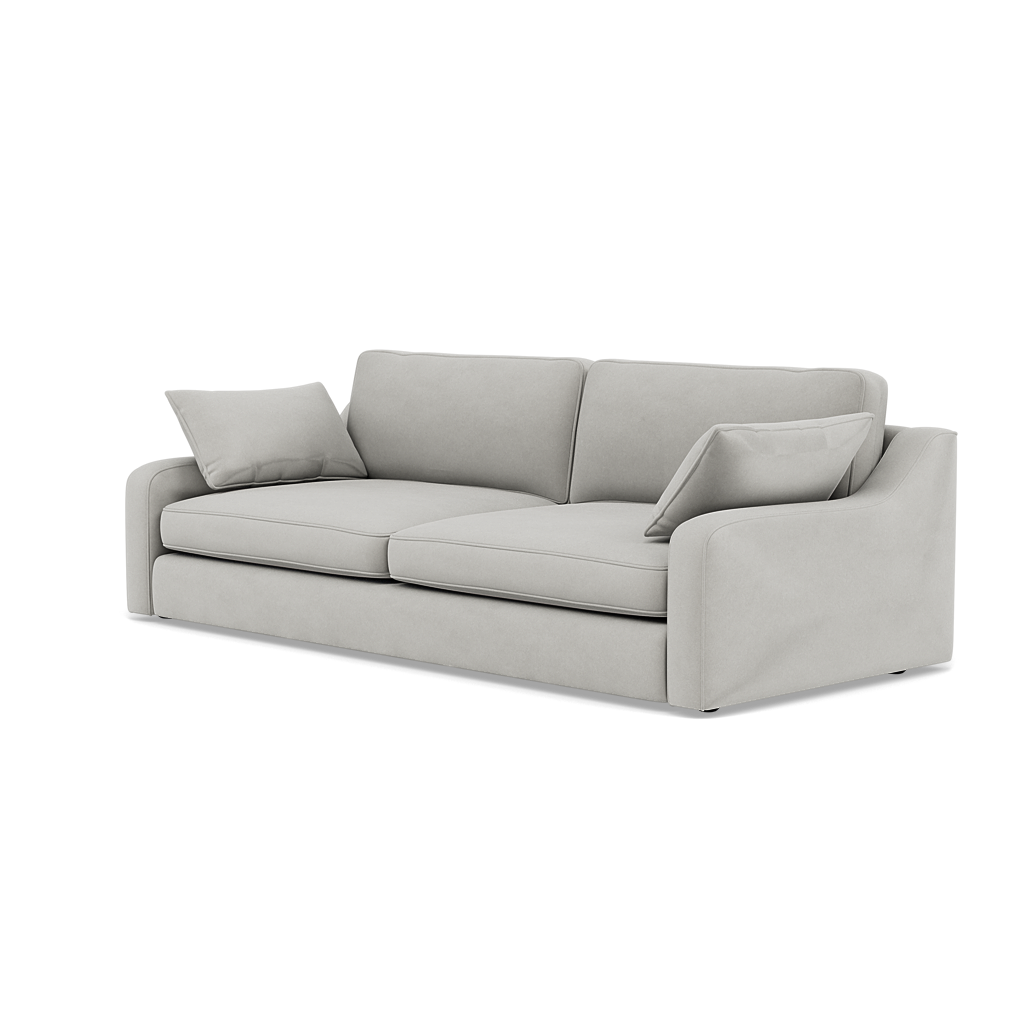 Thalia 3 Seater Pillow Back Sofa - Large Split Sofa Grade B - Split Back Frame — Standard Back / Plush Velvet Silver, gallery image 3