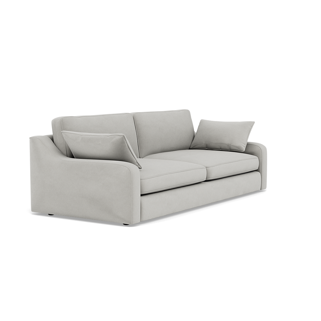 Thalia 3 Seater Pillow Back Sofa - Large Split Sofa Grade B - Split Back Frame — Standard Back / Plush Velvet Silver, gallery image 1