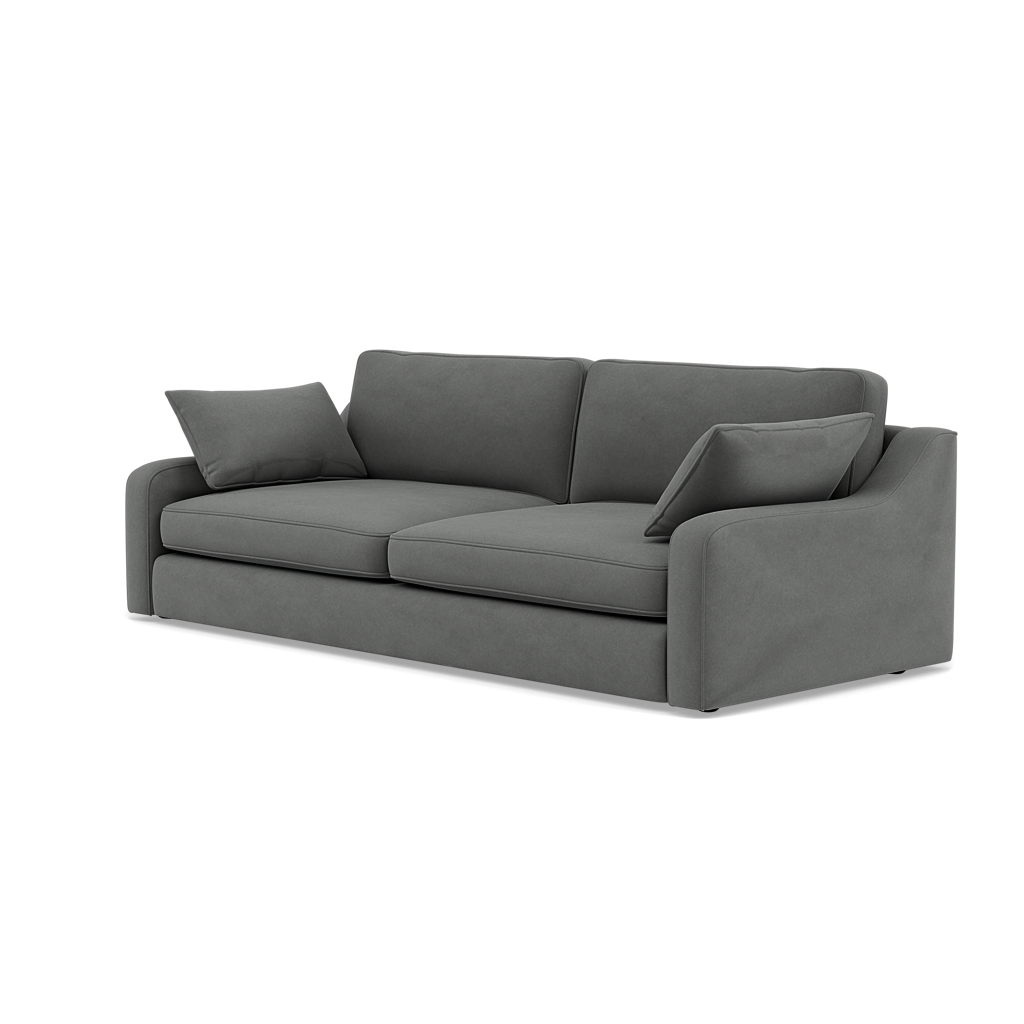Thalia 3 Seater Pillow Back Sofa - Large Split Sofa Grade B - Split Back Frame — Standard Back / Plush Velvet Slate, gallery image 3