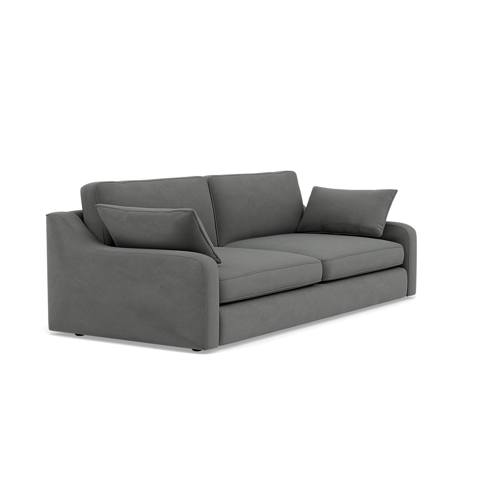 Thalia 3 Seater Pillow Back Sofa - Large Split Sofa Grade B - Split Back Frame — Standard Back / Plush Velvet Slate, gallery image 1