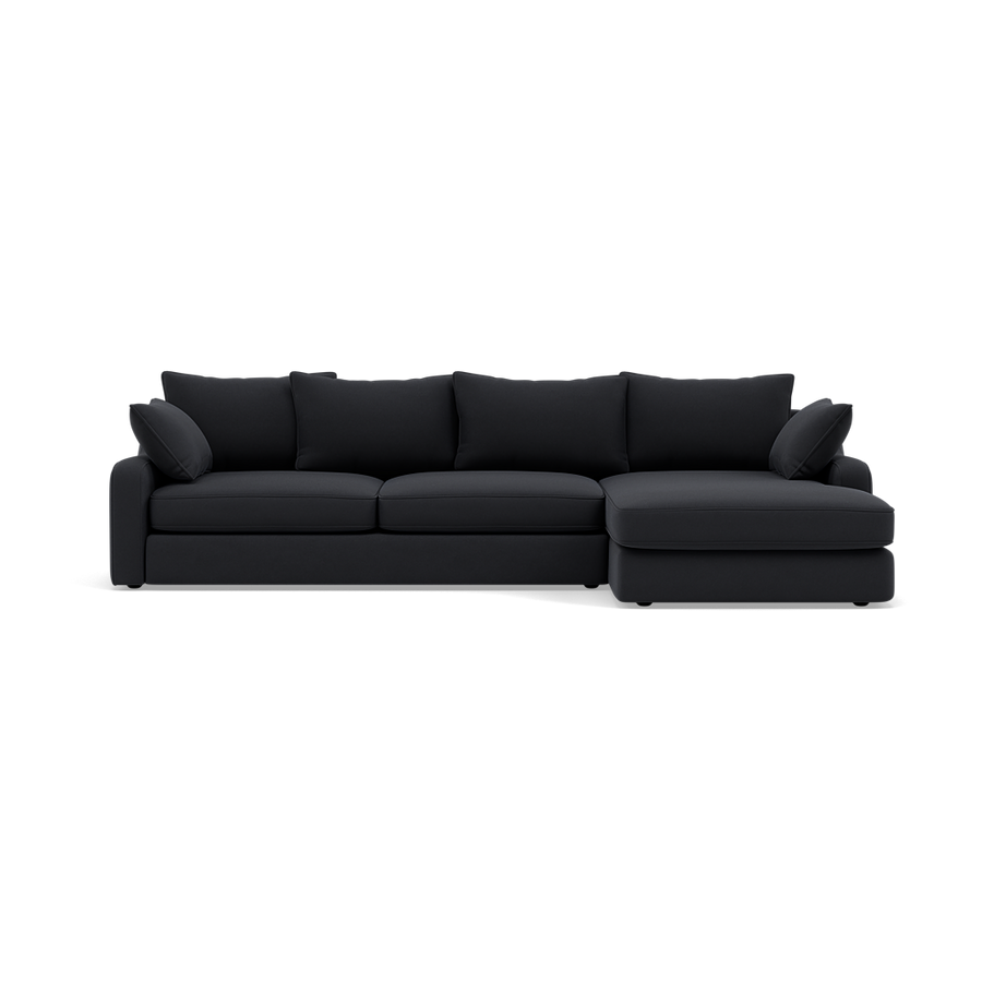 Thalia Large Chaise Pillow Back Sofa - Large Chaise Sofa RHF Grade B - Right Hand Facing Chaise Sofas Sterling Home 16 Pillow Back Plush Velvet Charcoal