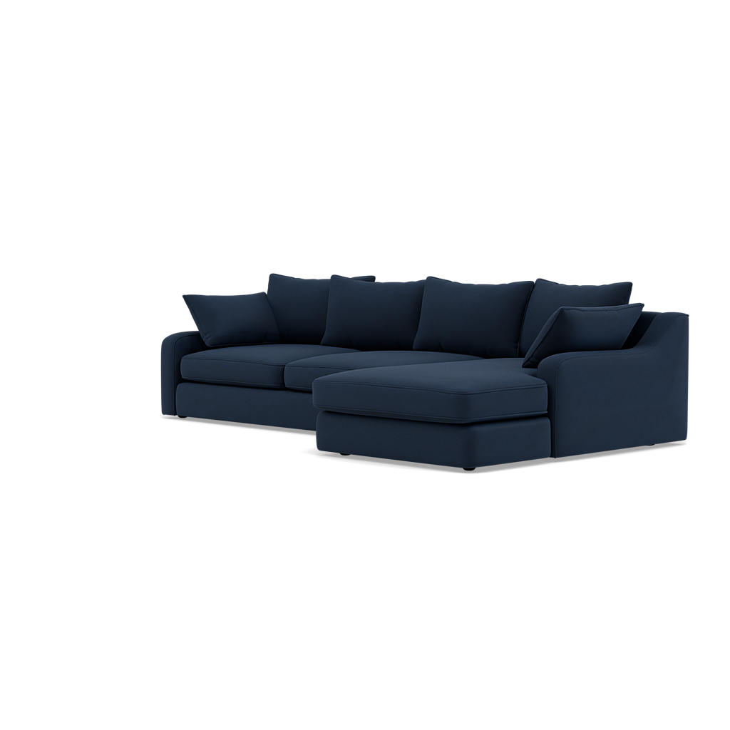 Thalia Large Chaise Pillow Back Sofa - Large Chaise Sofa RHF Grade B - Right Hand Facing — Pillow Back / Plush Velvet Indigo, gallery image 3